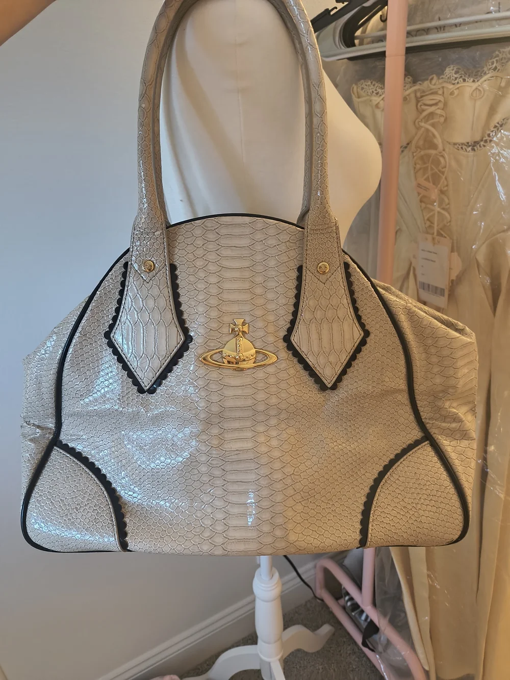 Vivienne Westwood Cream Shoulder Bag Tote Purse